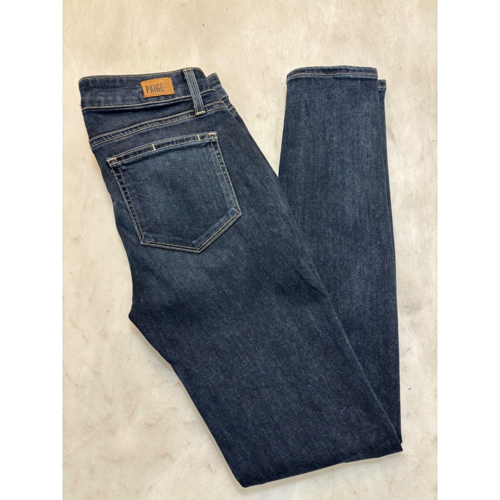 Paige Edgemont Ultra Skinny Jeans Dark Wash Multi Zipper Moto Denim Womens 28